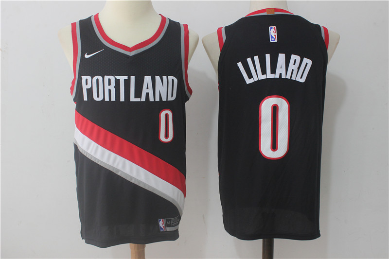 Men Portland Trail Blazers 0 Lillard Black Game Nike NBA Jerseys